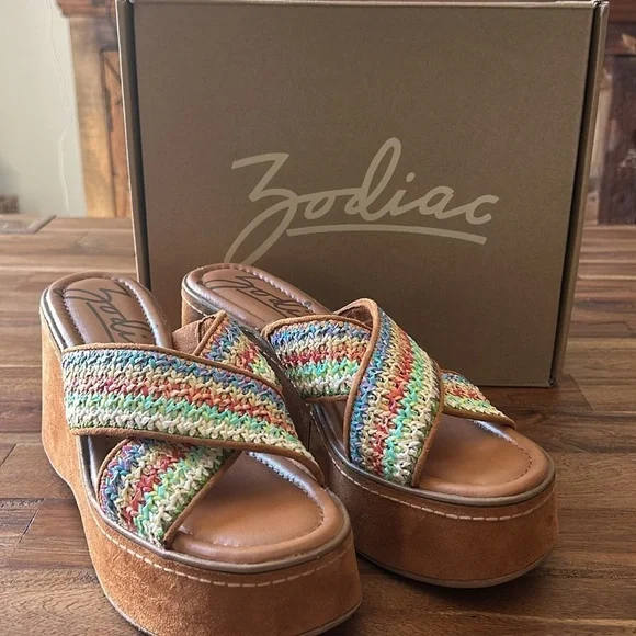 Zodiac Nessa-raffia wedge sandals NWT size 9 - Picture 3 of 10